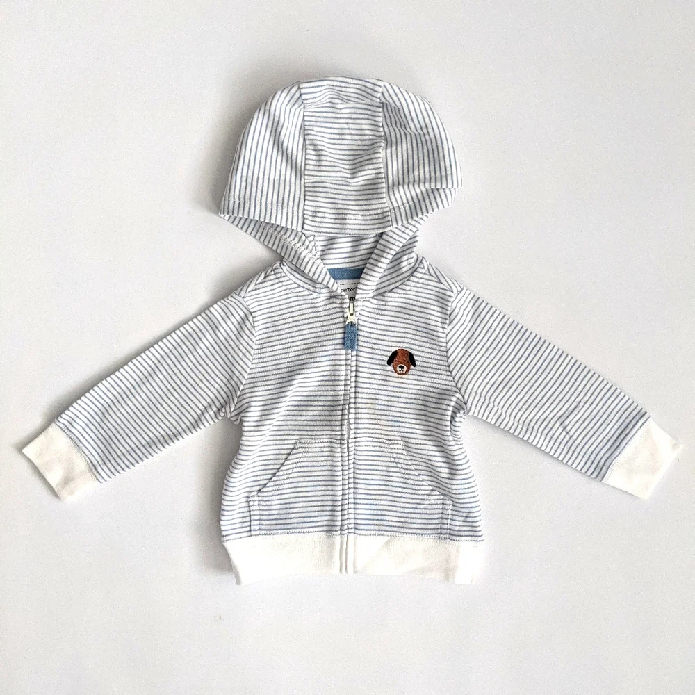 Carter's Striped Long Sleeve Hoodie With Dog